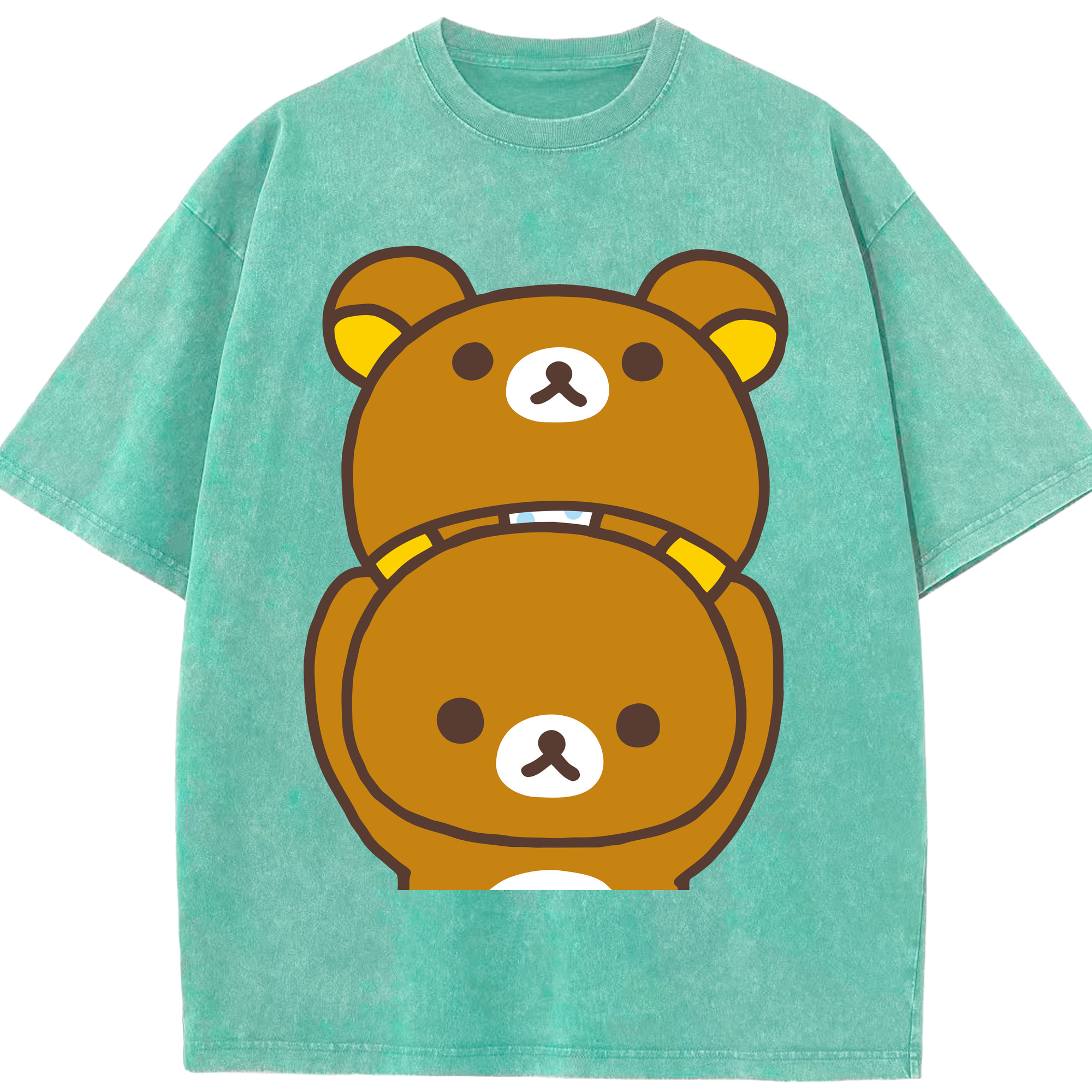 （画像用） リラックマ リラックマ キイロイトリ Rilakkuma Korilakkuma Kiiroitori 綿100% ヴィンテージ風 半袖Tシャツ（フロントプリント）